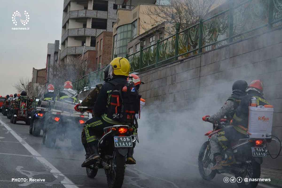 تصاویر | عملیات ضدعفونی شهری مشترک آتش نشانی و سازمان بسیج