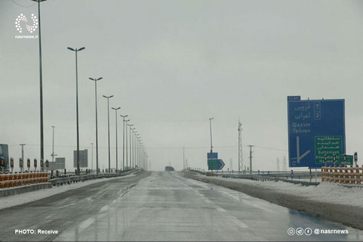جاده، برف، آزاد راه، آزادراه، زنجان، قزوین