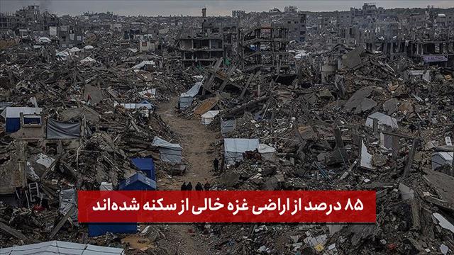 فیلم | سازمان ملل: ۸۵ درصد از اراضی غزه خالی از سکنه شده‌اند
